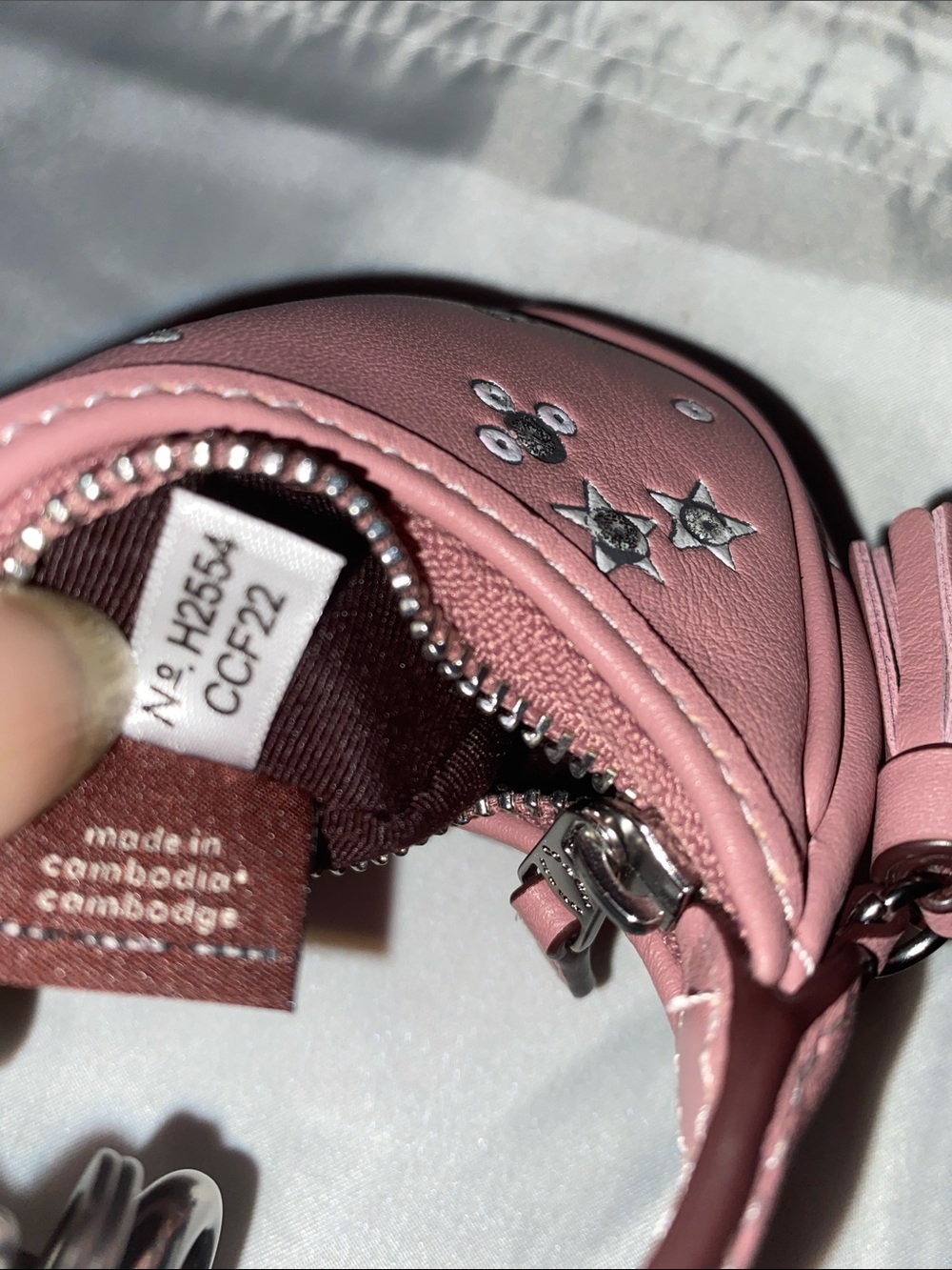 Coach Pink Leather Star & Stud Mini Bag Charm Keyring - Picture 6 of 8